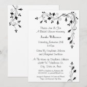 Invitation Fête de la mariée florale élégante simple de motif (Devant / Derrière)