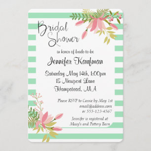 Invitation Fête de la mariée florale en bon état du manuscrit