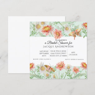 Invitation Fête de la mariée florale ene ivoire de menthe de
