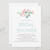 Invitation Fête de la mariée florale moderne (Devant / Derrière)