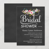 Invitation Fête de la mariée florale rustique de tableau (Devant / Derrière)