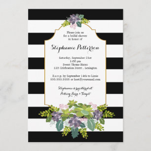 Invitation Fête de la mariée florale succulente douce de