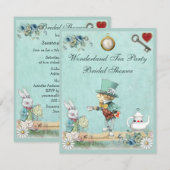 Invitation Fête de la mariée folle de thé du pays des (Devant / Derrière)