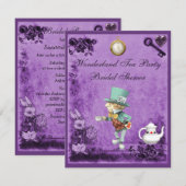 Invitation Fête de la mariée folle de thé du pays des (Devant / Derrière)