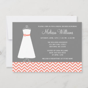 Invitation Fête de la mariée grise de corail de robe moderne