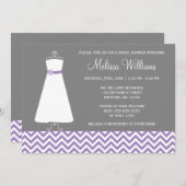 Invitation Fête de la mariée grise pourpre de robe moderne de (Devant / Derrière)