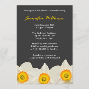 Invitation Fête de la mariée jaune et grise de fleur de