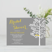 Invitation Fête de la mariée jaune et grise d'inséparables (Debout devant)