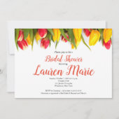 Invitation Fête de la mariée jaune rouge de tulipes (Devant)