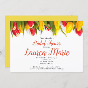 Invitation Fête de la mariée jaune rouge de tulipes