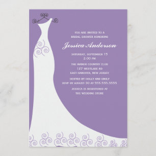 Invitation Fête de la mariée lilas de robe de mariage