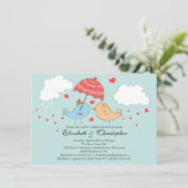 Invitation Fête de la mariée mignonne d'inséparables (Debout devant)