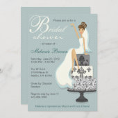 Invitation Fête de la mariée moderne turquoise chic de (Devant / Derrière)