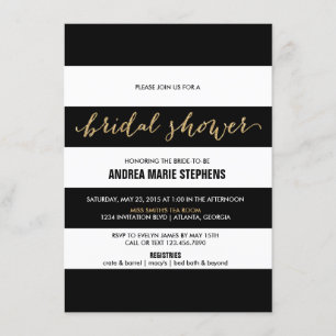 Invitation Fête de la mariée noire et blanche de parties