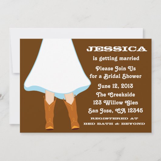 Invitation Fête de la mariée occidentale Brown (Devant)