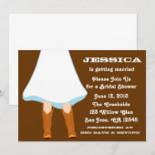 Invitation Fête de la mariée occidentale Brown (Devant / Derrière)