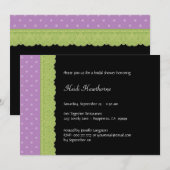 Invitation Fête de la mariée pourpre de dentelle de vert de (Devant / Derrière)