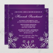 INVITATION FÊTE DE LA MARIÉE POURPRE DE FLOCON DE NEIGE (Devant / Derrière)