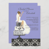 Invitation Fête de la mariée pourpre de jeune mariée de brune (Devant / Derrière)