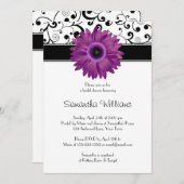 Invitation Fête de la mariée pourpre de rouleau de noir de (Devant / Derrière)