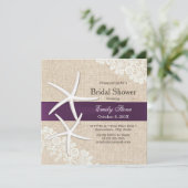 Invitation Fête de la mariée pourpre de ruban d'étoiles de (Debout devant)