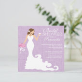 Invitation Fête de la mariée pourpre lilas moderne de vin de (Debout devant)