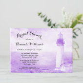 Invitation Fête de la mariée pourpre rustique de phare (Debout devant)