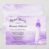Invitation Fête de la mariée pourpre rustique de phare (Devant / Derrière)