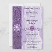 Invitation Fête de la mariée Purple Foil & soie avec Perles I (Devant)