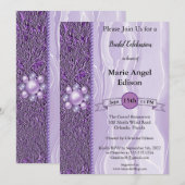Invitation Fête de la mariée Purple Foil & soie avec Perles I (Devant / Derrière)