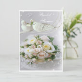 Invitation Fête de la mariée romantique de colombes, (Debout devant)