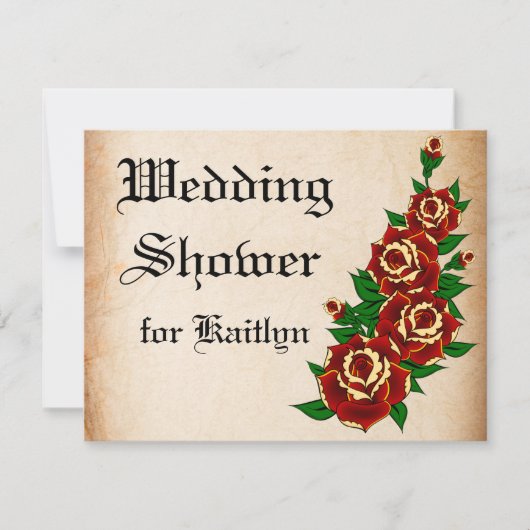 Invitation Fête de la mariée rose de tatouage (Devant)