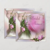 Invitation Fête de la mariée rose d'étincelle de papillon de (Devant / Derrière)