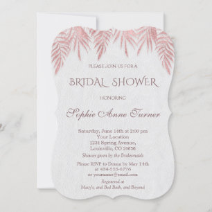 Invitation Fête de la mariée rose élégante de palmettes d'or