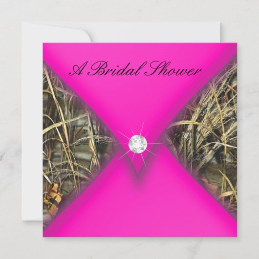 Invitation Fête de la mariée rose et noire de Camo (Devant)