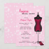 Invitation Fête de la mariée rose et noire de lingerie de (Devant / Derrière)