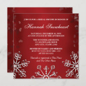 INVITATION FÊTE DE LA MARIÉE ROUGE DE FLOCON DE NEIGE (Devant / Derrière)