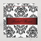 Invitation Fête de la mariée rouge et noire de damassé (Devant / Derrière)