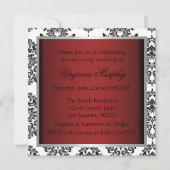 Invitation Fête de la mariée rouge et noire de damassé (Dos)