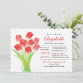 Invitation Fête de la mariée rouge typographique moderne de (Debout devant)