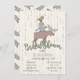 Invitation Fête de la mariée rustique d'animaux de région