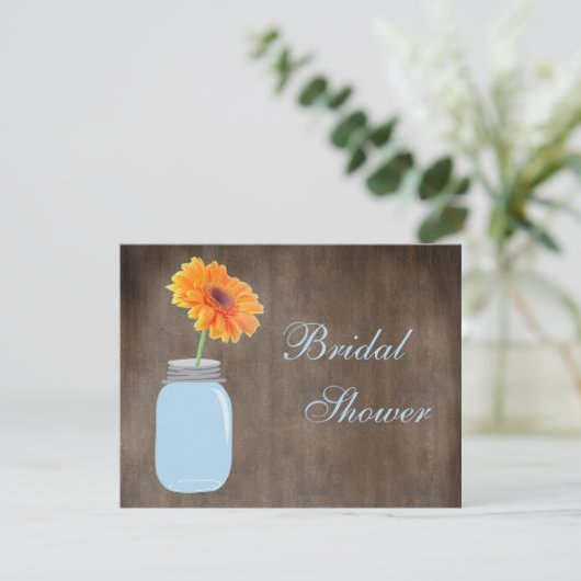 Invitation Fête de la mariée rustique de marguerite de pot et (Debout devant)