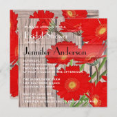 Invitation Fête de la mariée rustique de pays de Gerbera de (Devant / Derrière)