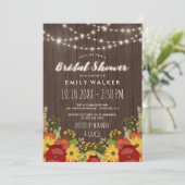 Invitation Fête de la mariée rustique de tournesols et de (Debout devant)