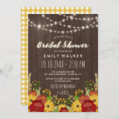 Invitation Fête de la mariée rustique de tournesols et de (Devant / Derrière)