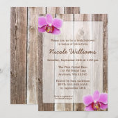 Invitation Fête de la mariée rustique en bois de grange (Devant / Derrière)