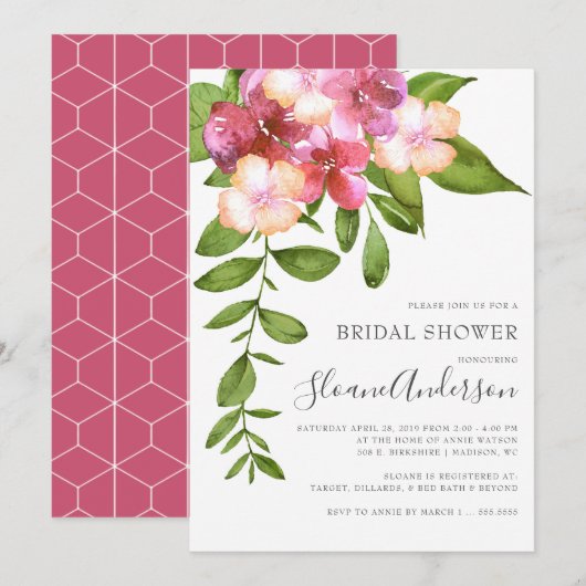 Invitation Fête de la mariée succulente de Hawaïen de feuille (Devant / Derrière)