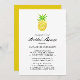 Invitation Fête de la mariée tropicale d'aquarelle d'ananas