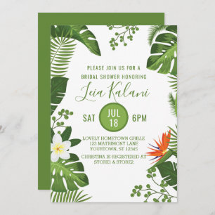 Invitation Fête de la mariée tropicale de palmettes