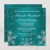 INVITATION FÊTE DE LA MARIÉE TURQUOISE DE FLOCON DE NEIGE (Devant / Derrière)